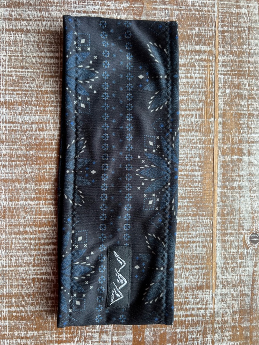 Skida Fleece Black & Blue Patterned Headband